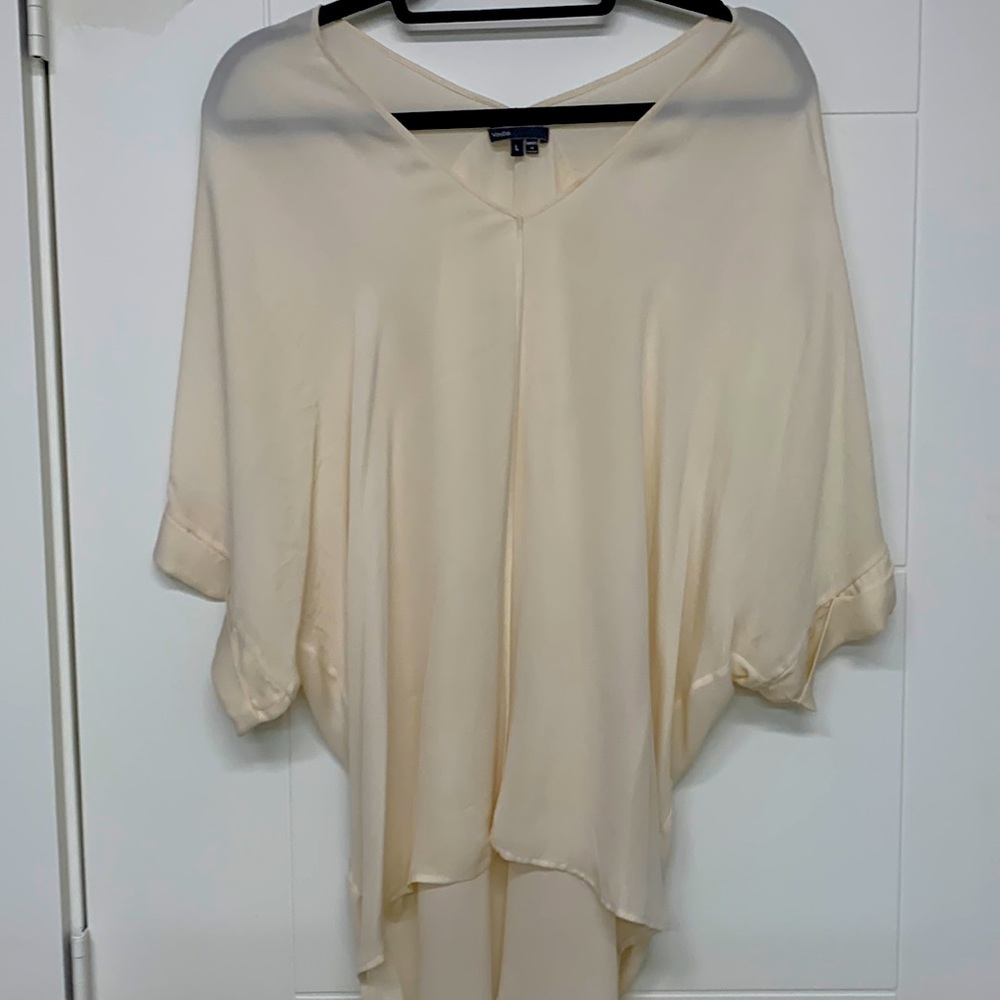 Vince short sleeve 100% silk blouse in beige